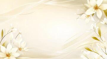 Elegant floral background with flowing ribbons photo