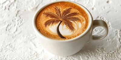 Latte art palm tree design photo