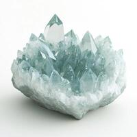 A cluster of light-blue crystals photo