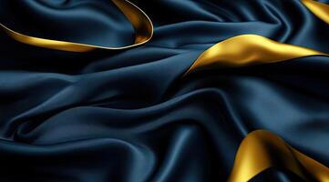 Dark navy blue fabric with gold accents photo