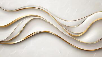 Elegant, flowing white waves with golden accents photo