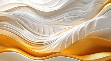 Abstract wavy layers of white and gold photo