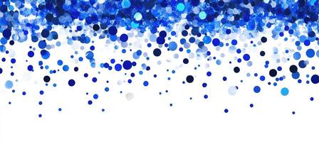 Blue confetti circles falling on white background photo
