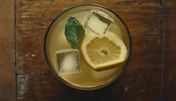 Refreshing lemon-mint beverage photo