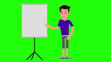 Man presenting on green screen, businessman presentation on chroma key background video
