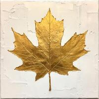 Golden Maple Leaf on Textured Canvas photo