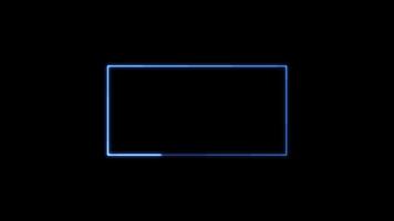 Glowing Blue Neon Rectangle Frame Animation on Black Background Loop video