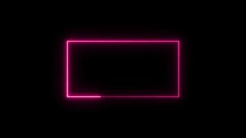 Pink Neon Rectangle Frame Animation on Black Background Loop video