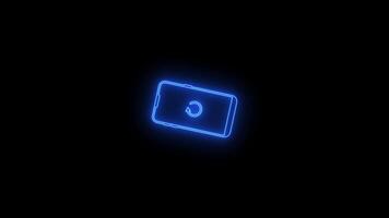 Neon Smartphone with Refresh Icon Animation on Black Background Loop video