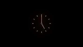 Animated Clock Striking Midnight on Black Background for Countdown or Time Lapse video