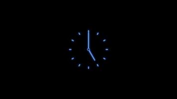 Neon Clock Animation Time Passing Midnight Countdown Background Element video
