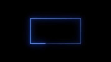 Glowing Blue Rectangular Frame Animation on Black Background for Visual Effects video