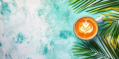 Tropical Latte on Teal photo