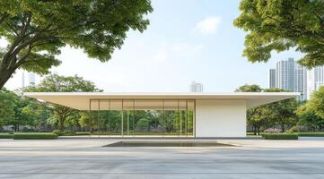 Modern pavilion in urban park photo