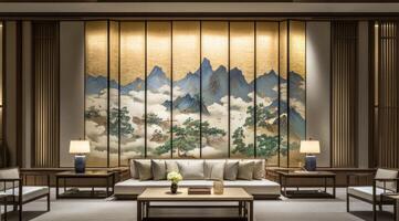 Elegant Asian-inspired lounge area photo