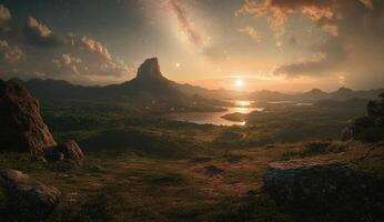 A serene, otherworldly landscape photo