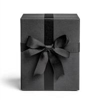 Dark gray gift box with black ribbon photo