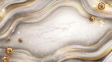 Elegant marble background with gold lines and shimmering details photo
