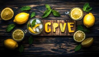 Refreshing citrus beverage with mint photo