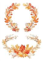 Two autumn wreaths, detailed floral design with fall colors photo