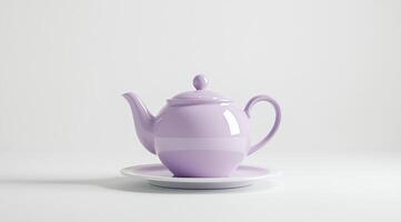 Lavender-hued teapot on saucer photo