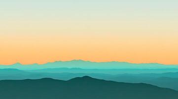 Sunrise over layered mountain ranges photo