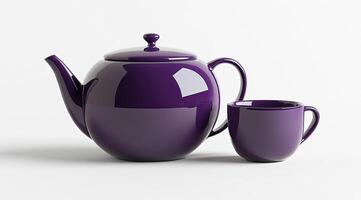 Purple tea set, glossy ceramic photo