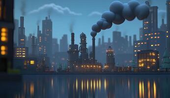 Industrial cityscape at dusk photo