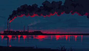 Industrial pollution at twilight photo