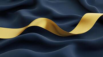 Gold ribbon on dark fabric photo