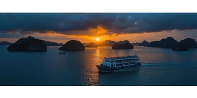 Sunrise over Halong Bay, boat trip photo
