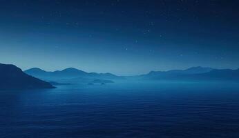 Misty night sea view photo