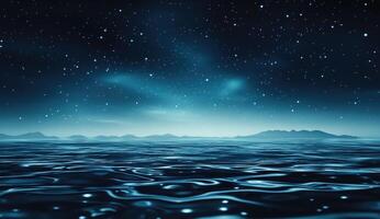Starry night over a tranquil sea photo