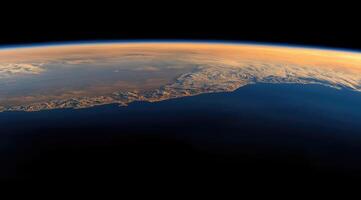 Earth's curve, sunrise over landmass photo