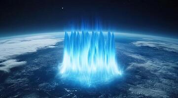 Cosmic crystalline structures erupting from Earth's surface photo
