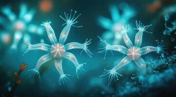 Delicate, aquatic, star-like organisms photo