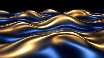 Abstract gold and blue flowing waves photo