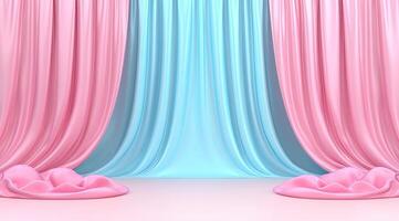 Pastel Pink and Teal Stage Curtains photo