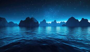 Nightly coastal landscape under a starlit sky photo