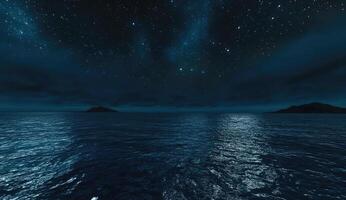 Starry night over tranquil ocean photo