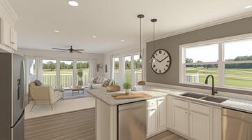 Open-concept kitchen with a view photo