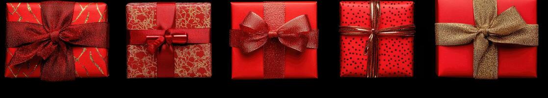 Red Gift Boxes with Decorative Ribbons photo