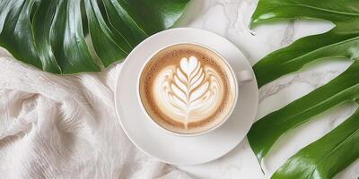 Relaxing Coffee Break with Tropical Flair photo