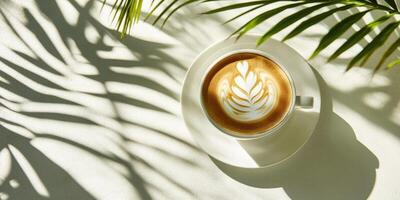 Latte art in sunlit shadows photo