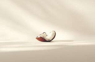 Split coconut on a light background photo