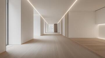 Minimalist hallway with natural light and warm tones photo