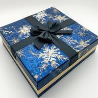 Festive gift box with snowflake design photo