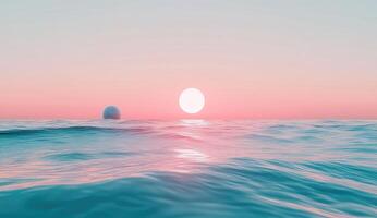 Tranquil ocean sunrise with orb photo