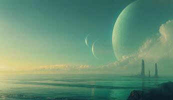 Peaceful alien coastal scene photo