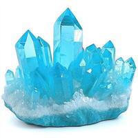 A cluster of vibrant, light blue crystals photo